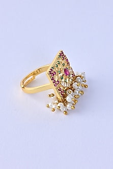 Gold Plated Lab Created Stone & Zircon Ring