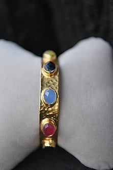 Gold Finish Multi-Colored Stone Bangle