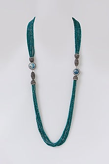 Two-Tone Finish Semi-Precious Stone & Beaded Necklace