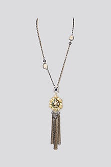 Two-Tone Finish Blue Semi-Precious Stone Enameled Meenakari Necklace