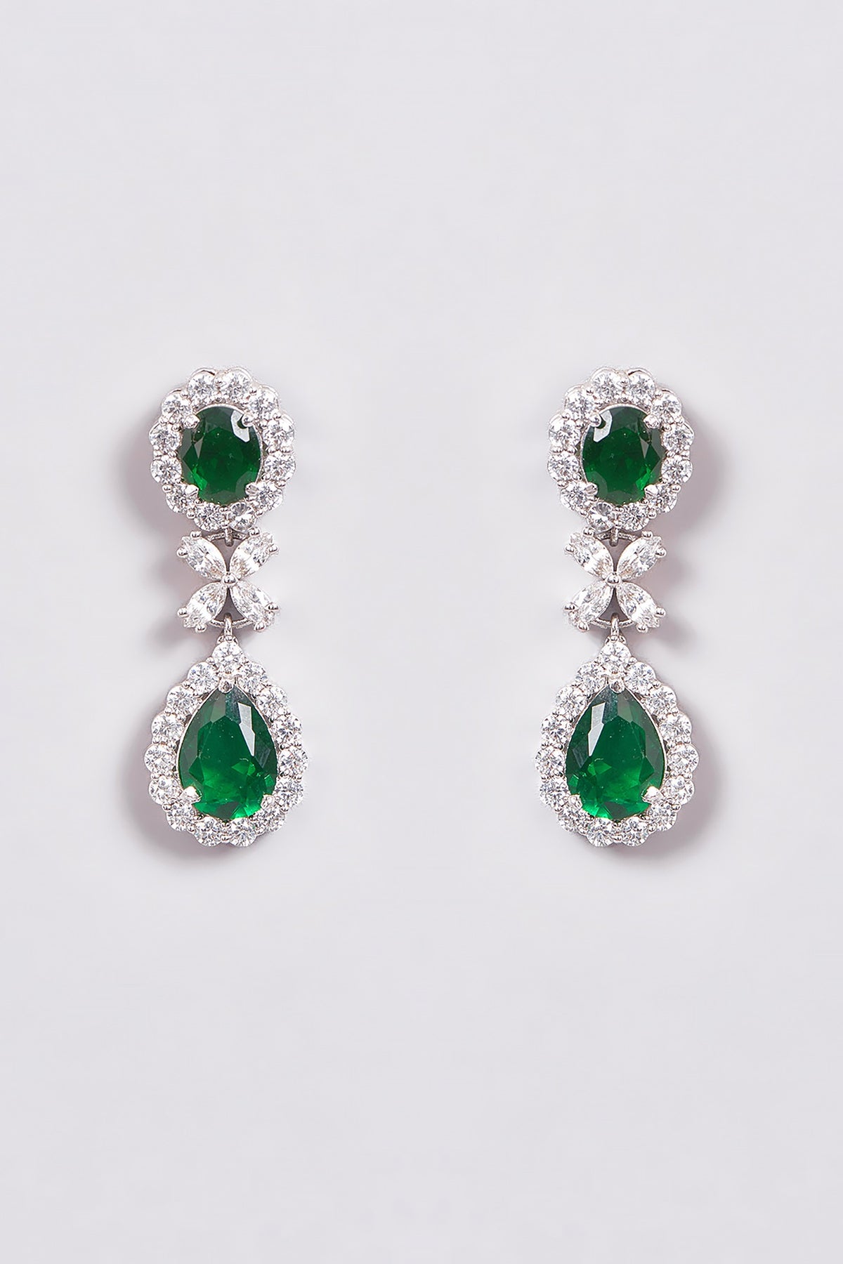 White Finish Zircon & Semi-Precious Stone Necklace Set