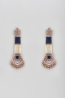 Rose Gold Finish Semi-Precious Stone & Zircon Dangler Earrings