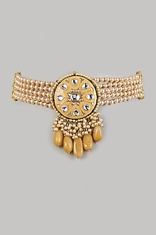 Gold Plated Topaz Meenakari Choker Necklace