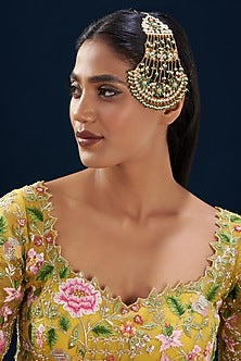 Gold Plated Kundan Polki & Semi-Precious Stone Pasa