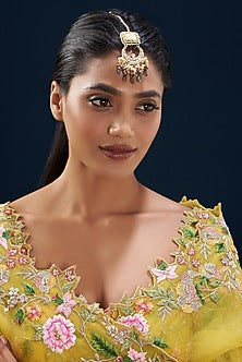 Gold Plated Semi-Precious Stone Meenakari Maang Tikka