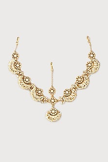 Gold Plated Kundan Polki & Semi-Precious Stone Mathapatti