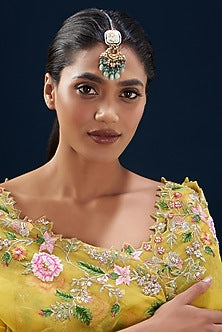 Gold Plated Semi-Precious Stone Meenakari Enameled Maang Tikka