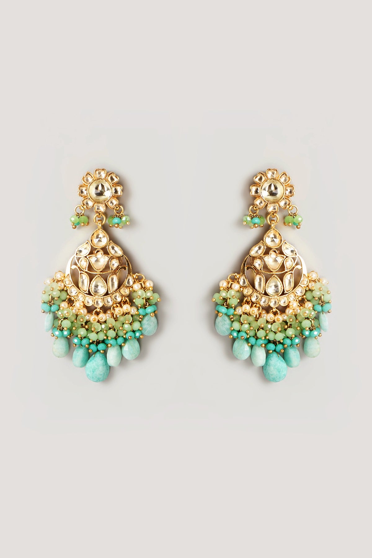 Gold Plated Kundan Polki & Semi-Precious Stone Choker Necklace Set
