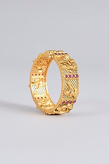 Gold Finish Temple Bangles (Set Of 2)