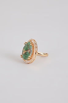 Gold Finish Green Stone Ring