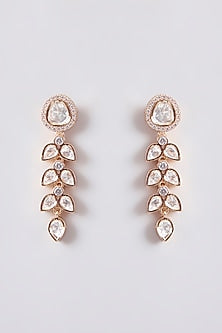 Gold Finish Kundan Polki Dangler Earrings