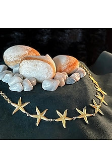 Gold Electo-Plated Hot Enameled Starfish Choker Necklace