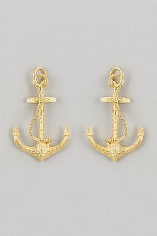 Gold Finish Anchor Earrings