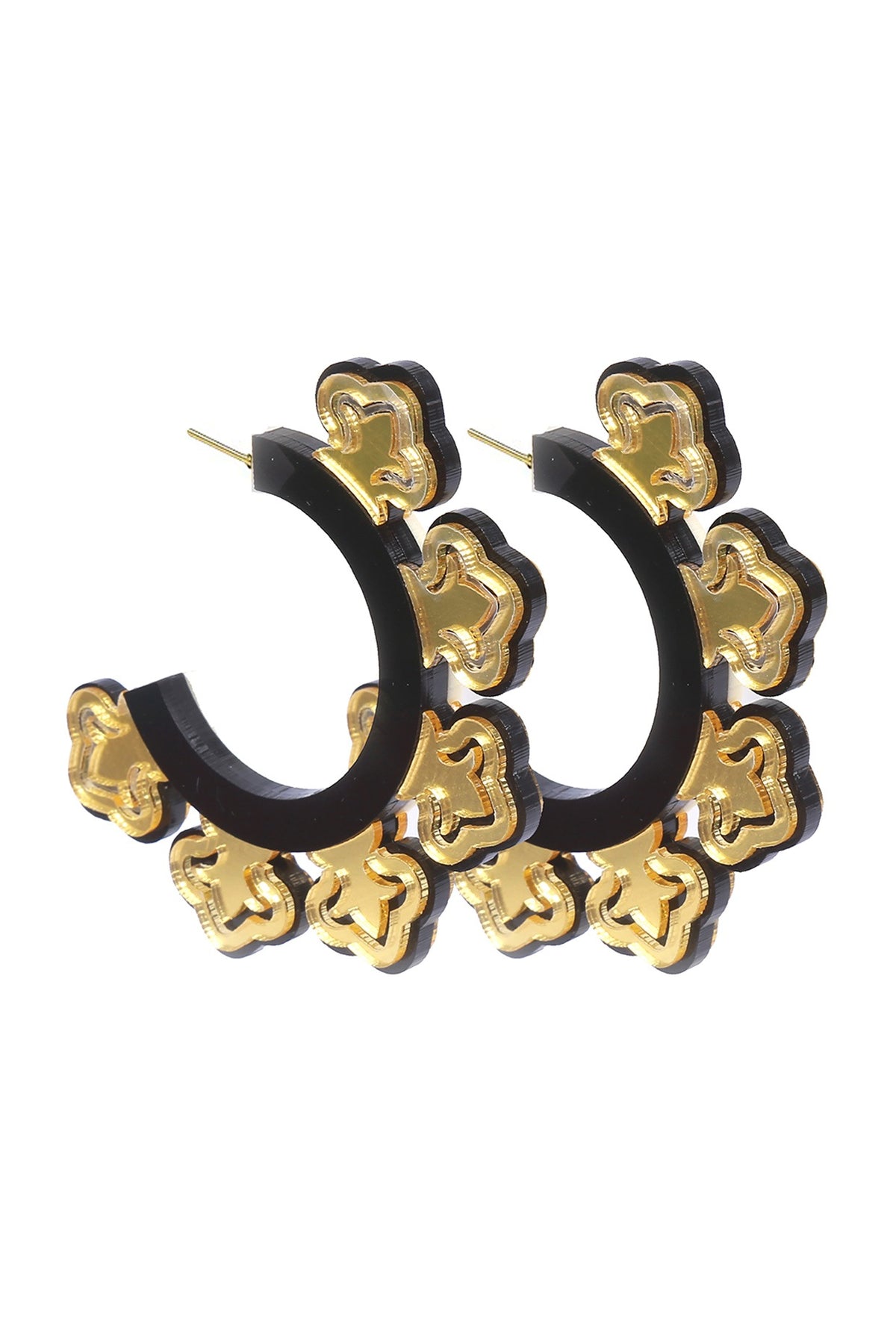 Gold Handmade Mandala Hoop Earrings