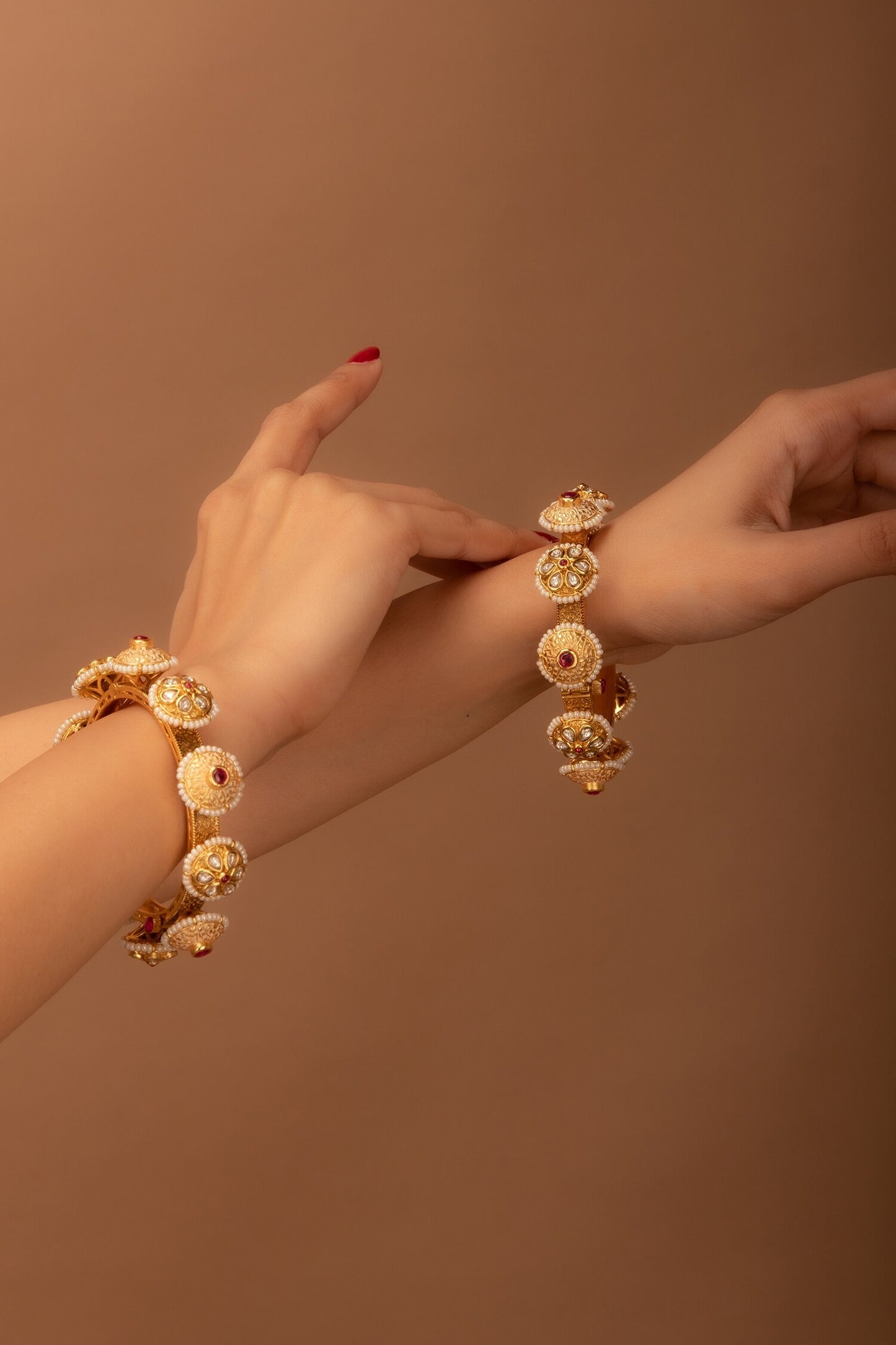 Kundan & Meenakari Pacheli Bangles - Set of 2