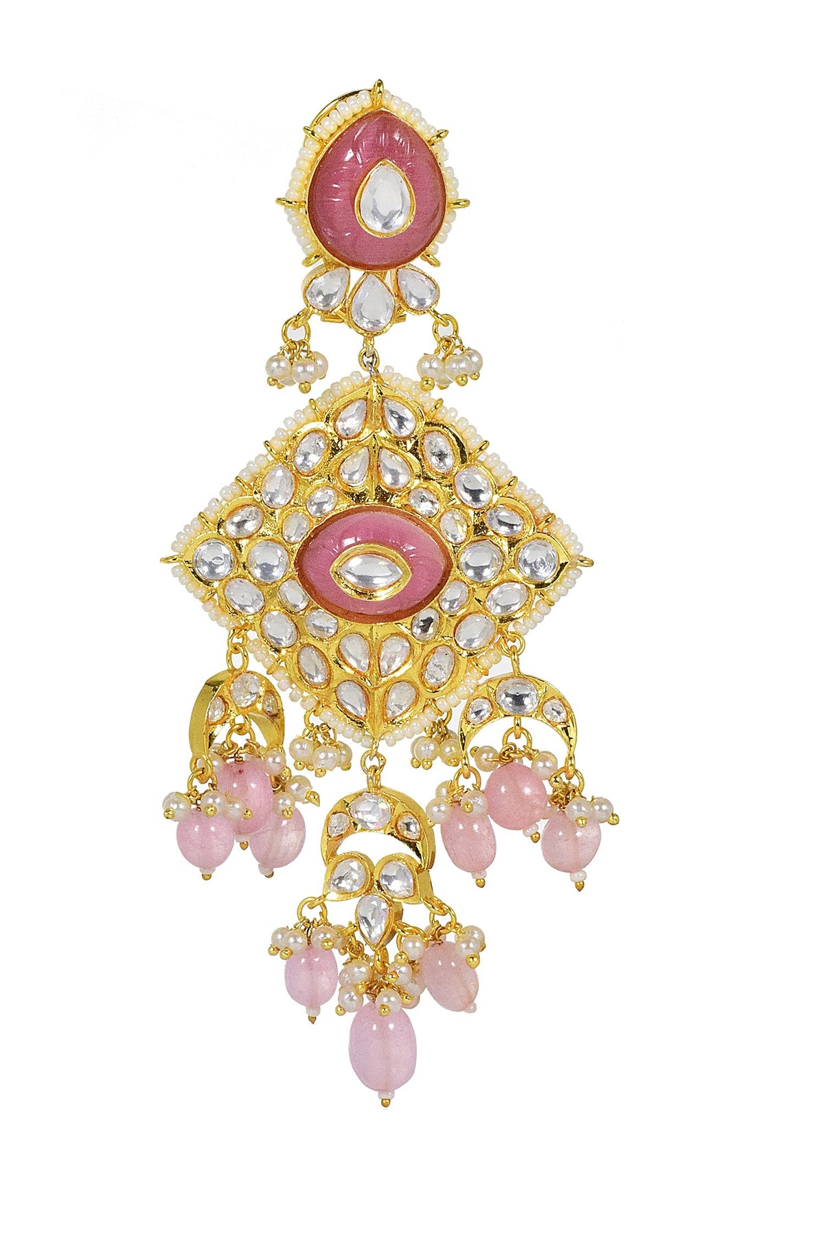 Carved Stone Kundan Earrings