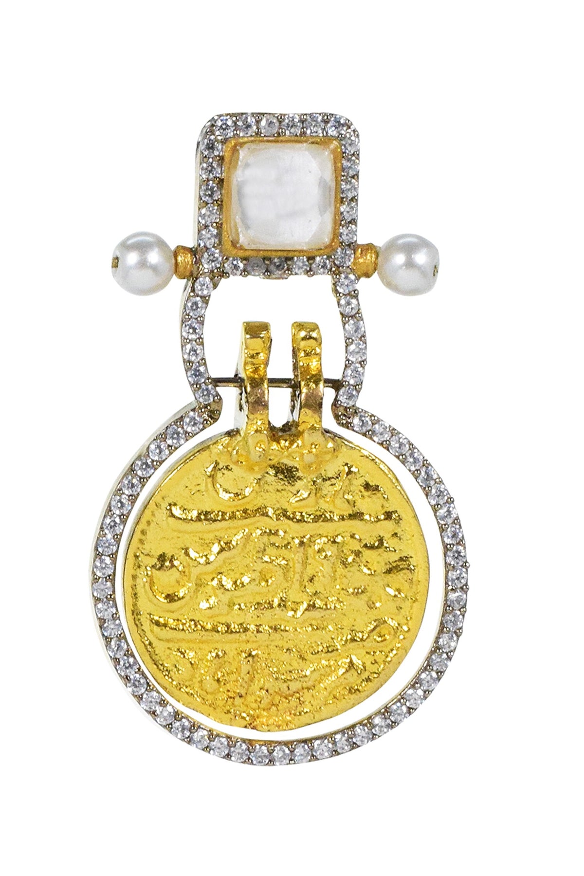 Metal Carved Kundan Earrings