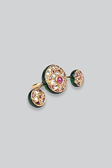 14kt Yellow Gold 24kt Natural Ruby & Polki Ring