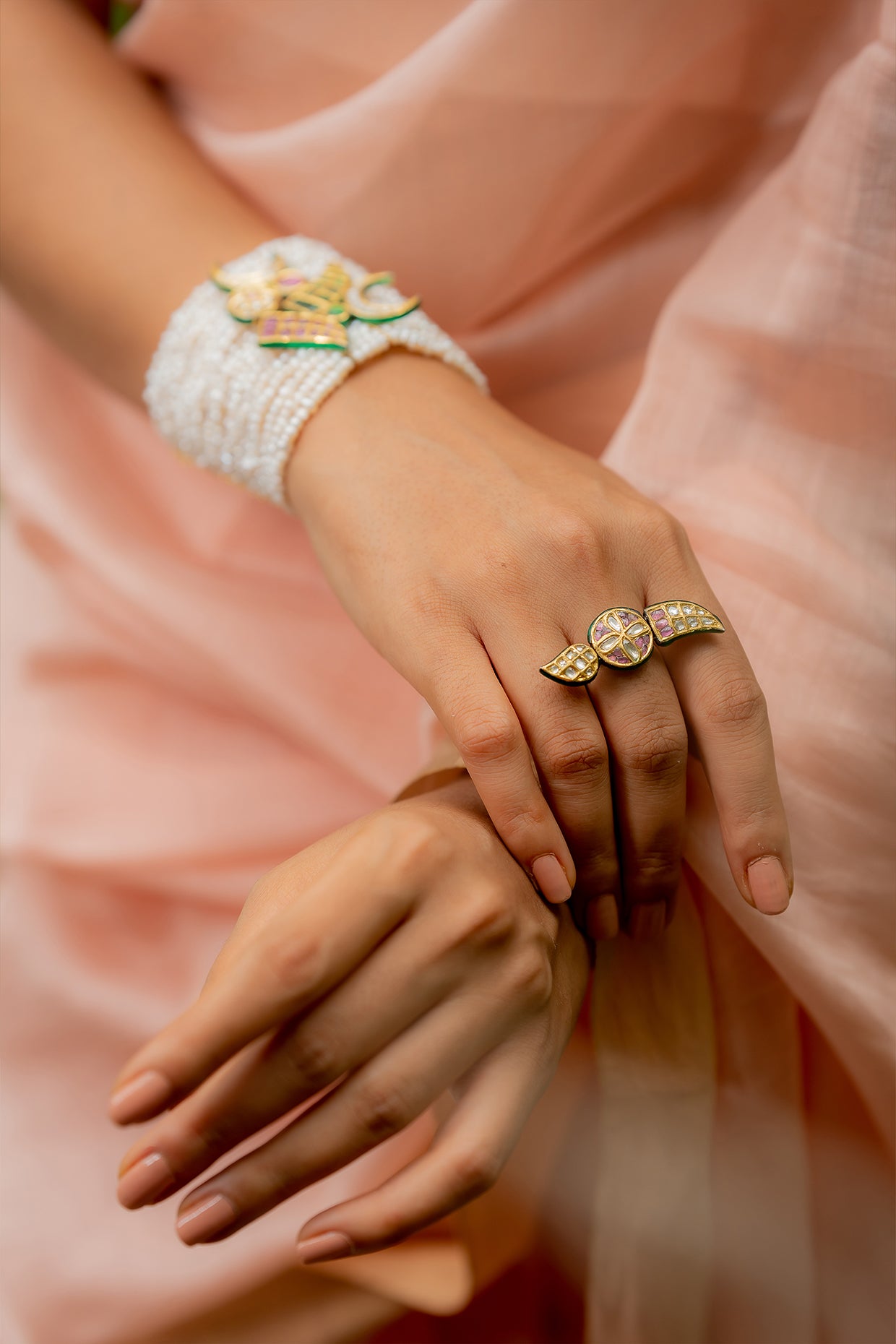 14kt Yellow Gold 24kt Natural Ruby & Polki Diamond Ring