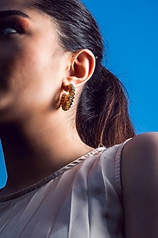 Gold Plated Cubic Zirconia & Pearls Stud Earrings