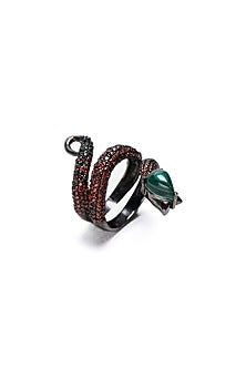 Ruthenium Finish Black Onyx Ring In Sterling Silver