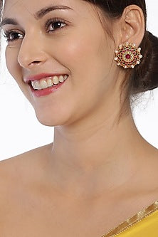 Gold Finish Semi-Precious Kundan Earrings