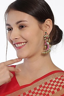 Gold Finish Peacock Earrings