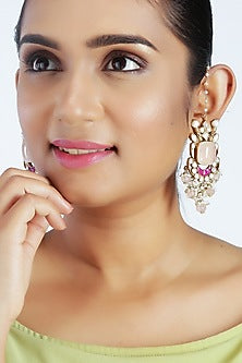 Gold Finish Rose Quartz Earrings