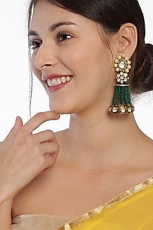 Gold Finish Polki Jhumka Earrings