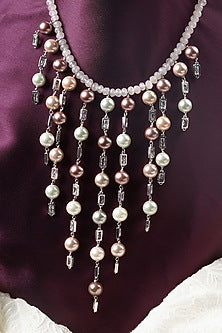 White Finish Necklace With Shell Pearls