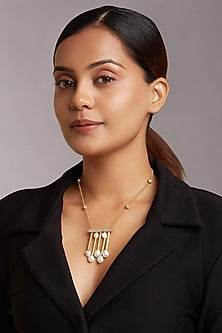 Gold Finish Freshwater Pearl Necklace