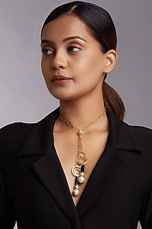 Gold Finish Baroque Pearl Necklace