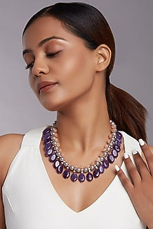 Gold Finish Amethyst Tumble Necklace