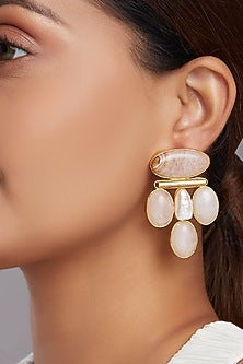 Gold Finish Fresh Water Pearl Dangler Earrings