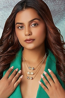 Gold Finish Pearls Layered Necklace