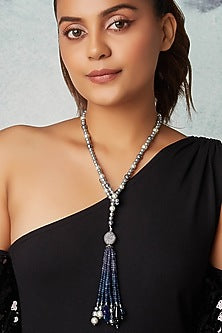 Blue Agate Scarf Necklace