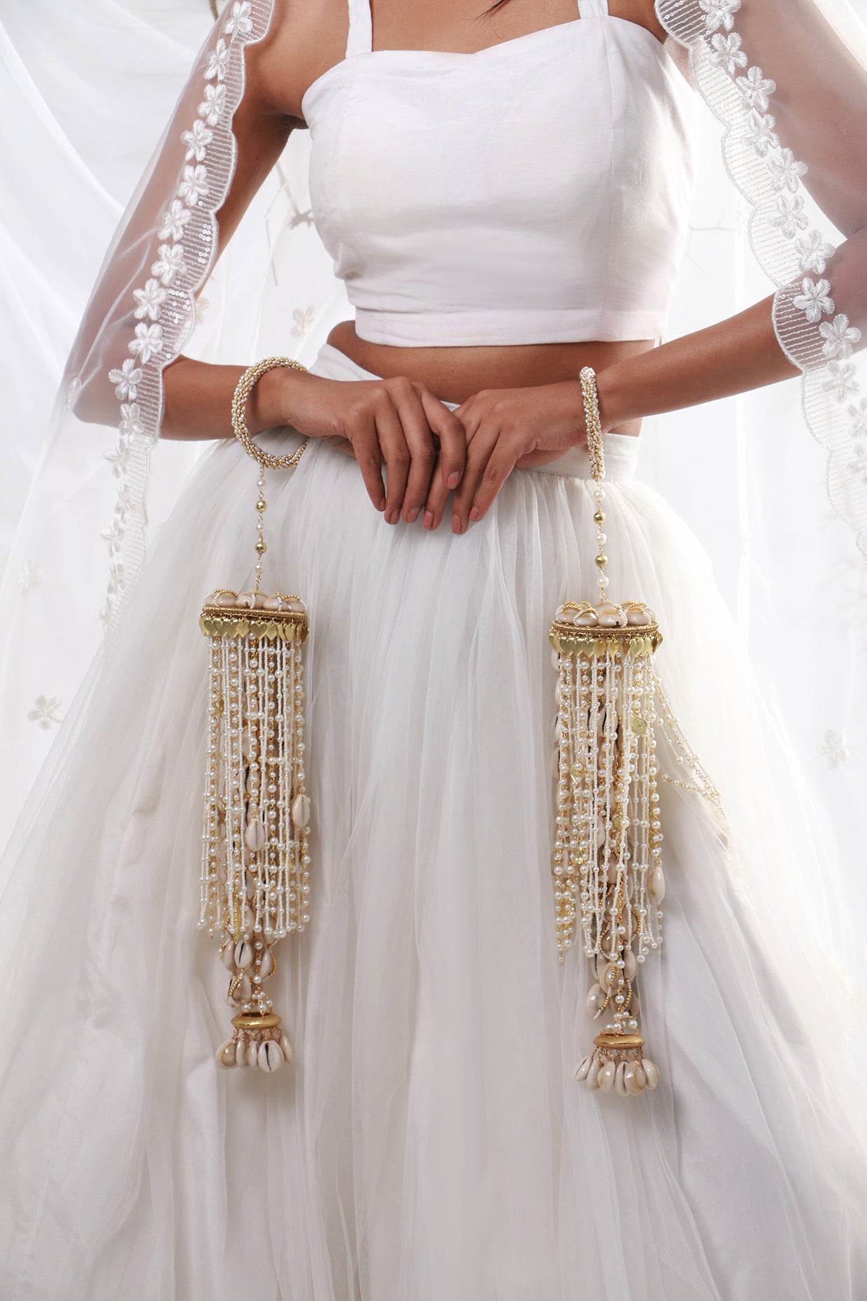 Gold Plated Pearl Kaleeras (Set of 2)