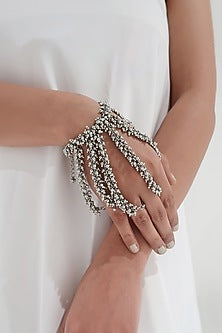 Two-Tone Finish Grey Beaded & Metal Ball Hathphool