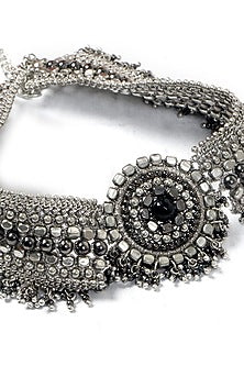 Two-Tone Finish Metal Bead Choker Necklace