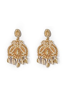 Gold Plated Shell Pearl Dangler Earrings