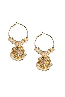 Gold Plated Shell Pearl Chandbali Earrings