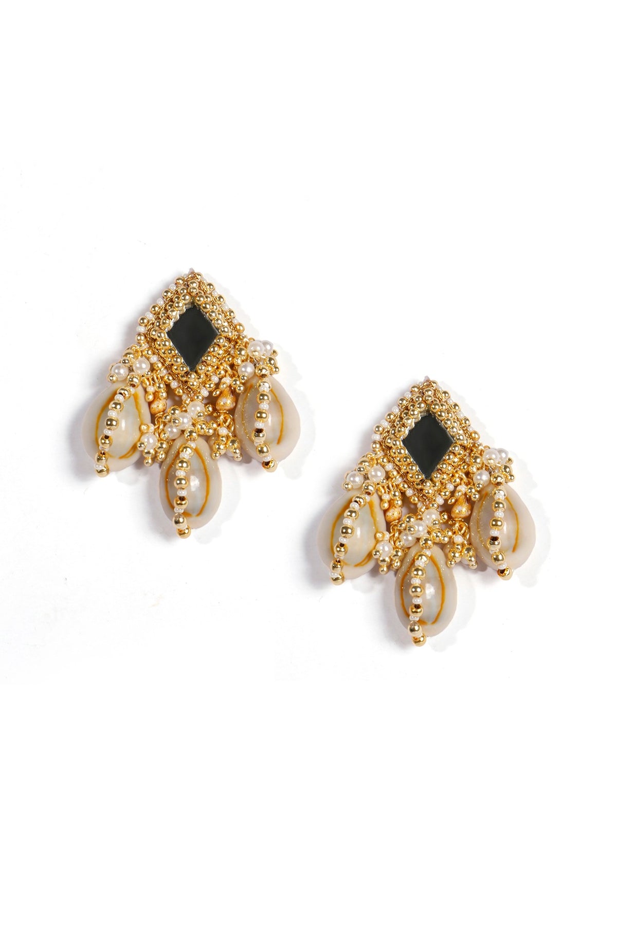Gold Plated Beaded Stud Earrings