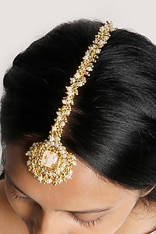 Gold Plated Pearl Maang Tikka
