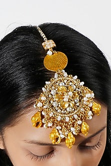 Gold Plated Shells Chandbali Maang Tikka