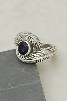 White Finish Iolite Evil-Eye Ring In Sterling Silver