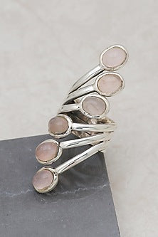White Finish Rose Quartz Pride Ring In Sterling Silver
