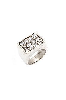 White Finish Cubic Zirconia Boho Ring In Sterling Silver