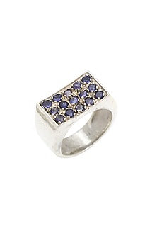 White Finish Iolite Soho Ring In Sterling Silver