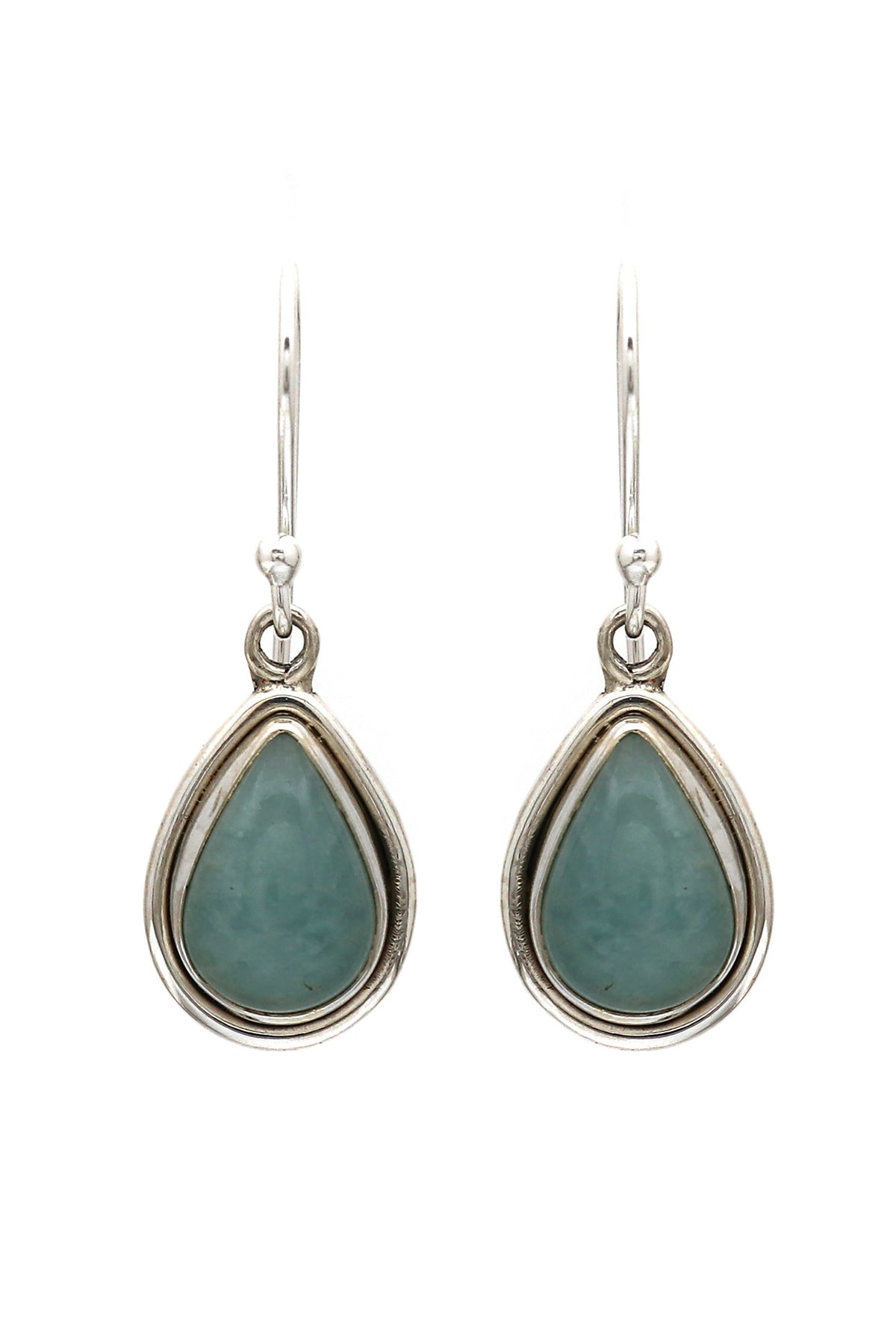 White Finish Aquamarine Stone Dangler Earrings In Sterling Silver