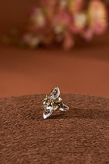 White Finish Citrine Ring In Sterling Silver